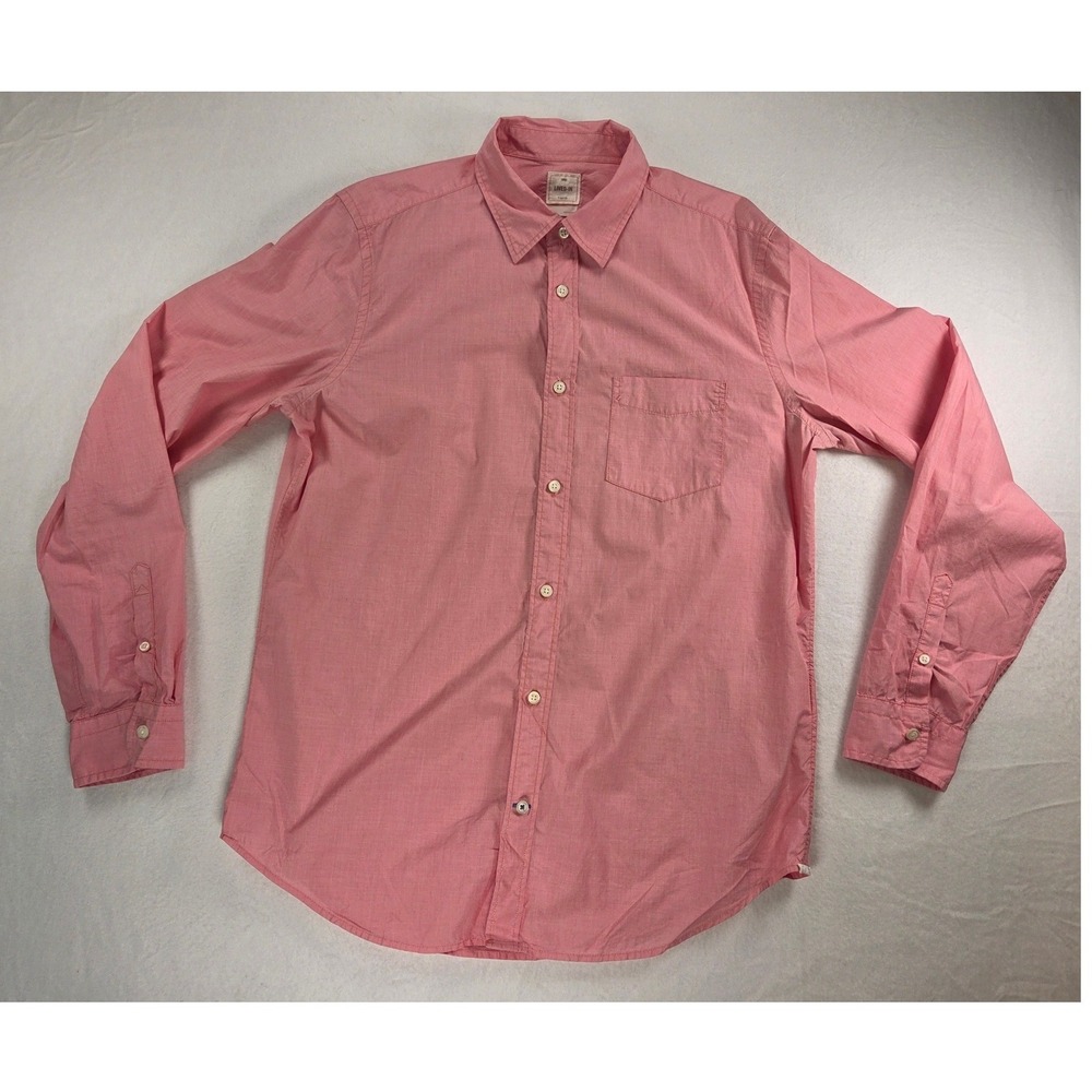 Gap Men's Button Down Long Sleeve Collared Casual Dress Shirt Sz L Red Cotton